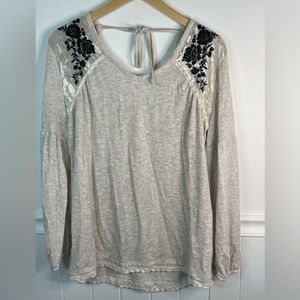 Maurices Boho Ivory Long Sleeves Blouse Women's Top Size XL A59